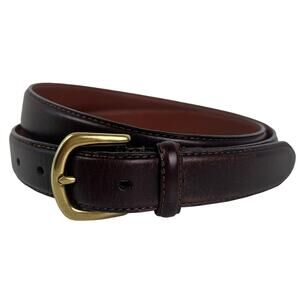 LL Bean Gold Brass Buckle Brown Smooth Leather Belt Mens Size 42"